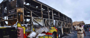 12 Dead After Hyderabad-Bengaluru Bus Crashes Into Bike, Bursts Into Flames in Andhra Pradesh