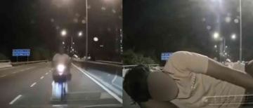 Wrong side bike rider napping moments after crash!