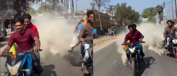 Bikers Scatter Dust on Roads Amid Pollution Crisis