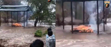 Burning Funeral Pyre Swept Away by Floods in Dhar, Madhya Pradesh